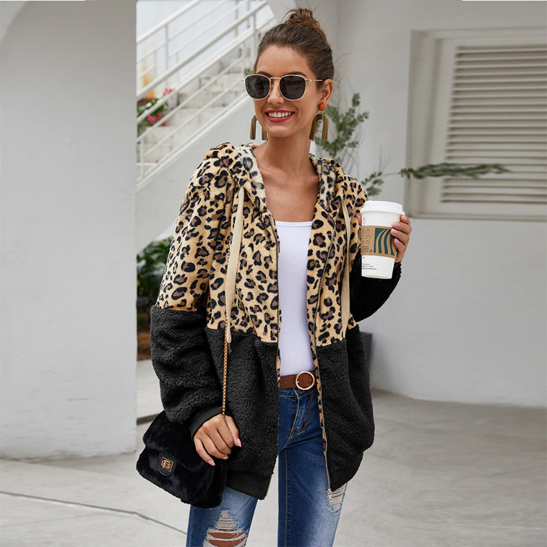 Leopard cheap zip hoodie